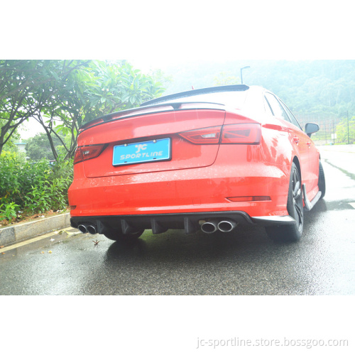 JC Sportline Carbon Fiber Car Rear Diffuser for Audi A3 8V SLINE/S3 Sedan 4-Door 2014-2016
